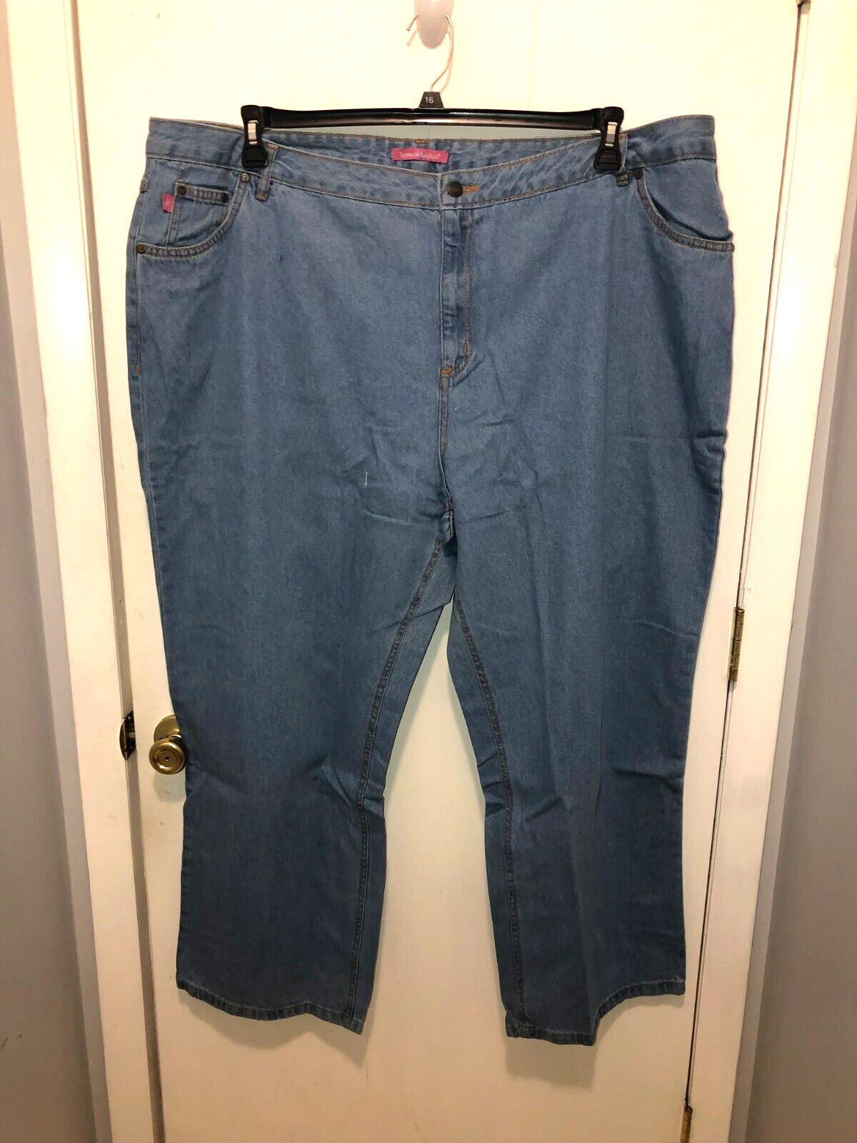 NEW Woman Within Womens Plus SZ 28W Light Wash Cotton Blue Jeans 48&quot; Waist - $13.85