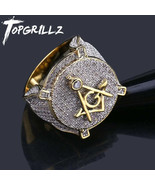 TOPGRILLZ Hip Hop Gold Color Plated Brass Iced Out Micro Pave Cubic Zirc... - $48.95