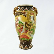 Satsuma Japanese Vase Enamel Moriage Details Gold Immortals 12&quot; Handles - £104.44 GBP