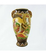 Satsuma Japanese Vase Enamel Moriage Details Gold Immortals 12&quot; Handles - €141,89 EUR