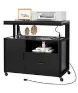 Wood File Cabinet with Charging Station, Rolling Filing Cabinet Cart wit... - €312,69 EUR