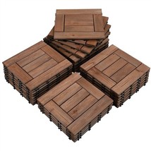 12X12&#39;&#39; 27Pcs Deck Tiles Interlocking Patio Wood Flooring Pavers Tiles O... - £116.37 GBP