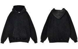High Street Sweatshirt Vintage Hip Hop Cotton Loose Solid Color Blank Heavy Weig - £349.64 GBP