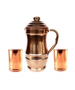 Pure Copper Jug With 2 Glass Drink ware set Pitcher Tumbler vessel pot - $86.72 CAD