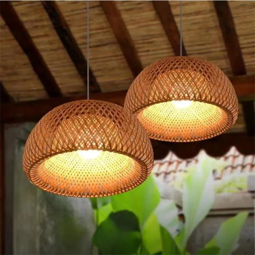 O pendant light bamboo hanging lampshade pendant light for restaurant rattan chandelier thumb200