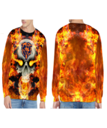 CHICAGO BEARS TEAM FIRE SKULL Men&#39;s Sweater Pullover Sweatshirt - £28.03 GBP+
