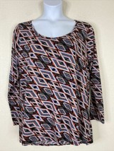 LuLaRoe Womens Plus Size 2XL Geometric Pattern Scoop Neck T-shirt Long S... - £6.33 GBP
