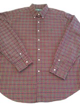 Ralph Lauren Long Sleeve Button Down Shirt Mens XXL 2XL Christmas Red Plaid - £11.76 GBP