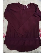 Xhilaration Burgundy Women&#39;s Top Size S/P Long Sleeve Burgundy  - £8.61 GBP