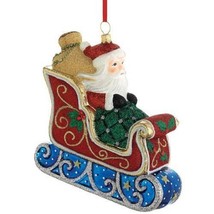 Reed &amp; Barton Glass Santa In Sleigh Ornament Hand Made Classic Christmas NEW  - £87.92 GBP