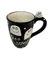 Halloween Coffee Mug Boo Yall Smiley White Ghosts Black 14 oz Fun Cup New - $194.20 MXN