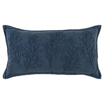 14&quot; x 26&quot; Navy Botanical Pattern Embroidered Lumbar Pillow - $1,998.92 MXN