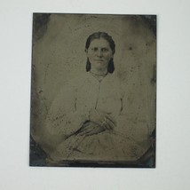 Tintype Photo Young Lady Woman Tinted Color Cheeks Jewelry Rings Antique 1860s - £55.93 GBP