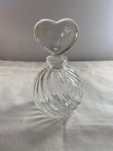 Vintage Glass perfume bottle with heart stopper 5.5&quot; inch tall - £11.91 GBP