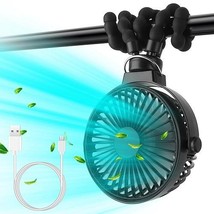[Pack of 2] Portable Baby Stroller Fan Rechargeable Handheld Fan with Flexibl... - £35.68 GBP