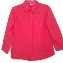 White Stag Womens Blouse Size Medium Button Front 3/4 Sleeve Collared Red - £10.19 GBP