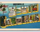 Grande Lettera Greetings From Greenville South Carolina Sc Lino Cartolin... - $4.04