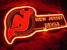 New Jersey Devils Beer Bar 3D Neon Light Sign 12&quot; x 9&quot; - £153.68 GBP