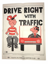 AAA Chicago Motor Club “Drive Right With Traffic” 2 Sided Safety Poster ... - $40.84