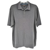 Kirkland Signature Jacquard Polo Shirt Mens L Gray Black Collared Short Sleeve - £10.09 GBP