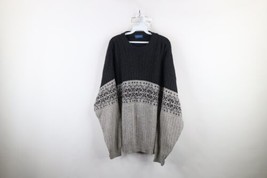 Vintage 90s Streetwear Mens Size XLT Fair Isle Ribbed Knit Crewneck Sweater - £61.80 GBP