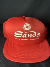 Vintage Sands Hotel Casino Las Vegas Snapback Mesh Trucker Hat Red Foam Headmost - £15.44 GBP