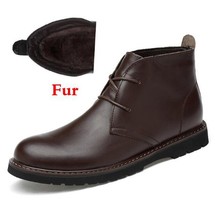 Natural Leather Desert Men Boots Plus Size Handmade Thin Plush Ankle Boots Retro - £85.66 GBP