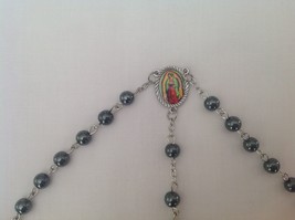 Catholic ROSARY - Round Hematite beads with Our Lady of Guadalupe - 6 mm... - £5.83 GBP