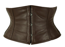 Girdle Shaper Mini Wasp Waist Full Steel Ribs Spiral Sexy Soft Brown Leather - £25.86 GBP+