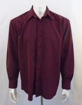 Bruttini Italy Men&#39;s Burgundy Long Sleeve Polyester Dress Shirt Size 15-... - $10.90 CAD