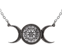 Alchemy Gothic The Magical Phase Necklace Astrology Symbols Moon Mirror P954 NWT - £38.57 GBP