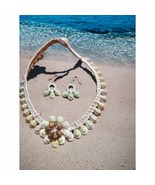 Beautifully handcrafted Hawaiian crocheted shell necklace and earring set - £53.65 GBP