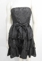 Betsey Johnson Evening 4 Black Sequins Strapless LBD Cocktail Dress Crinoline - £28.59 GBP