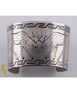 Signed Joanne Fritsch Sterling Silver Cuff Bracelet With Etched Antelope... - £353.37 GBP