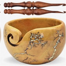 Wooden Texture Yarn Haven - Knitting Yarn Bowl &amp; Crochet Hooks Set: Enhance Your - $76.22