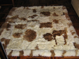 Baby alpaca fur carpet, natural braun white spots, 200 x 180 cm/ 6&#39;56 x ... - £799.46 GBP