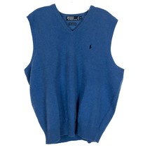 Mens Size XL Polo Ralph Lauren Blue Vintage Pure Lambs Wool Sweater Vest - £25.84 GBP