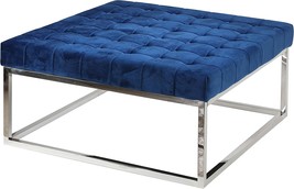 Cortesi Home Caroline Ottoman, 36&quot; Square, Blue Velvet - £293.20 GBP