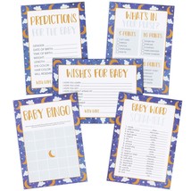 Set Of 5 Over The Moon Baby Shower Games For 50 Guests, Stars Theme - $39.99