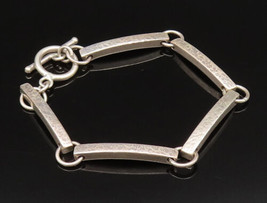 925 Sterling Silver - Vintage Hammered Curved Bar Link Bracelet - BT9499 - £91.94 GBP