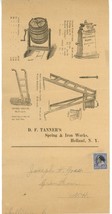 Tanner&#39;s spring iron works Co advertising mailer Holland NY 1850 - £51.76 GBP