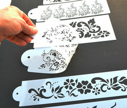 6 Pc Cake decorating Stencils for Airbrush Paint Icing Frosting Fondant ... - $16.99
