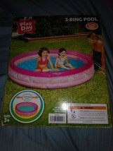 Play Day Round Inflatable 3-Ring Pool Kids Outdoor Summer Fun Activities Pink - £15.56 GBP