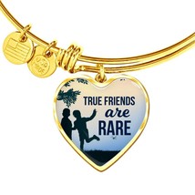 True Friends Are Rare Stainless Steel Heart Bracelet Bangle - £37.92 GBP+