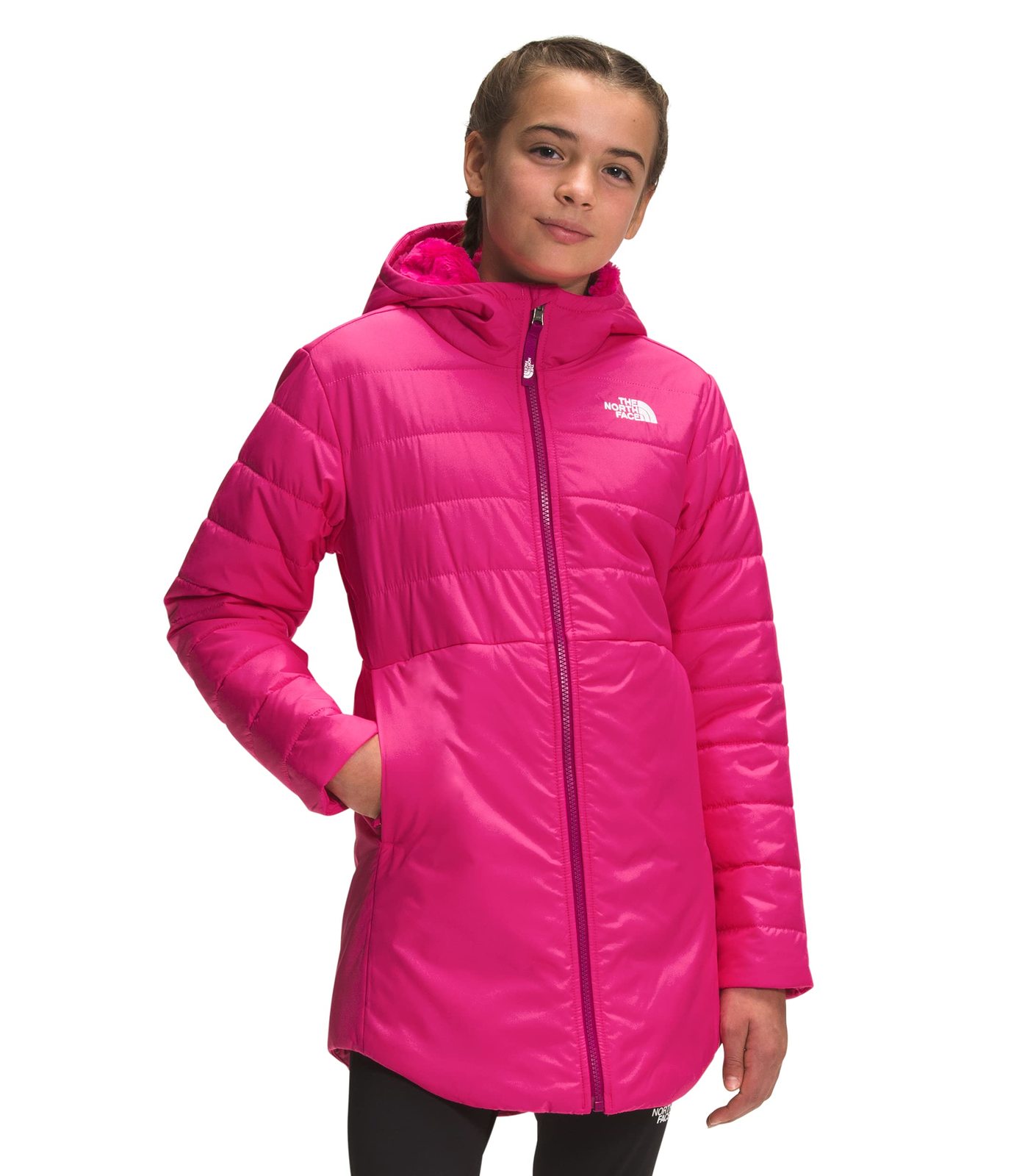 THE NORTH FACE Girls&#39; Reversible Mossbud Swirl Parka, Cabaret Pink, XX-S... - $99.99