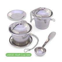 Large Tea Infuser (Set of 2) with Tea Scoop and Drip Trays - Multi Cup Size Stai - £30.36 GBP