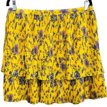Banana Republic Pleated Mini Skirt Yellow Size M Tiered Floral All Over Print  - £19.81 GBP
