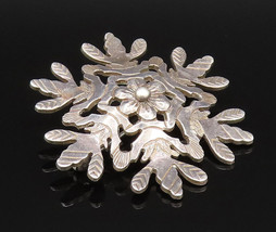 925 Sterling Silver - Vintage Floral Cutout Dome Brooch Pin - BP9565 - £31.63 GBP