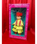 Vtg 1970s VOGUE DOLL Russia 8&quot; Ginny Black Hair Yellow Ruffle Dress Red ... - £15.14 GBP