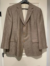  HUGO BOSS Wool and Linen Blend Caramel Brown Sport Jacket SZ 44 Made in... - $163.35